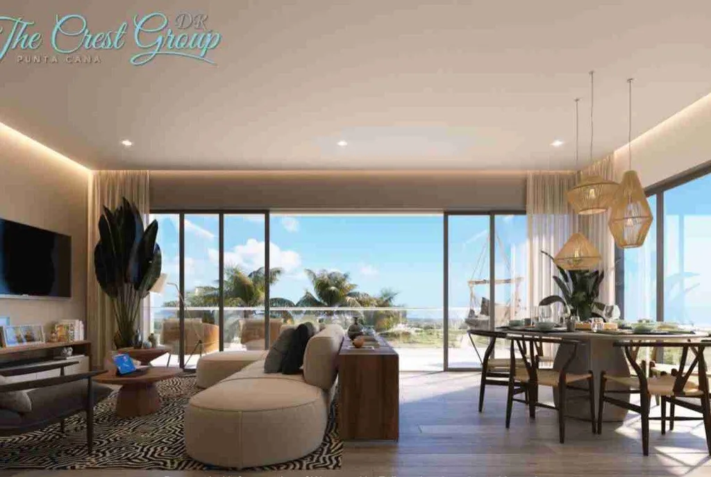Two bedroom condo in Punta Cana VERMARE Sala Interior scaled