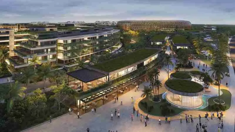 Apartment for sale with exclusive beach club Render Atlantida zona comercial