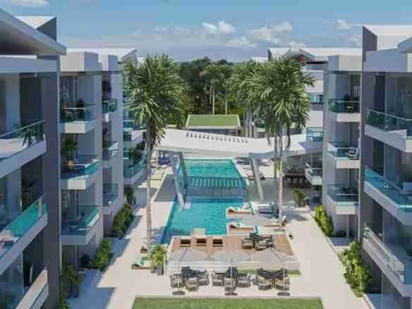 Luxury One Bedroom Condo For Sale With Balcony And White Line At Punta Cana 0011