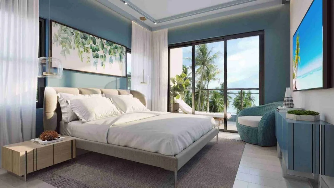 Luxury and modern two bedroom condo for sale in Punta Cana with excellent location jacuzzi and pool. 10