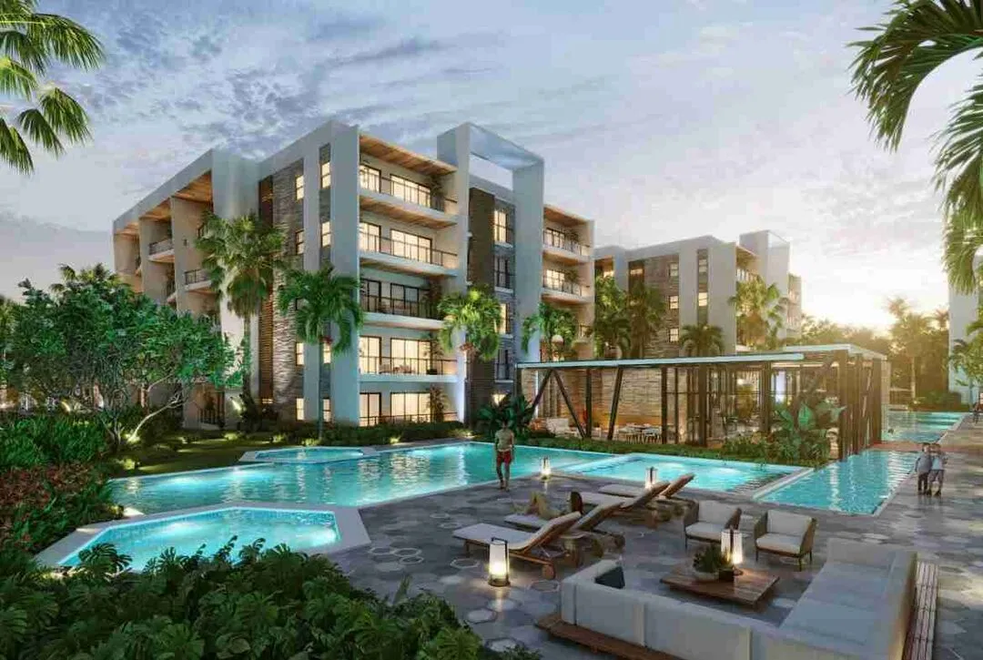 Luxury and modern two bedroom condo for sale in Punta Cana with excellent location jacuzzi and pool. 3