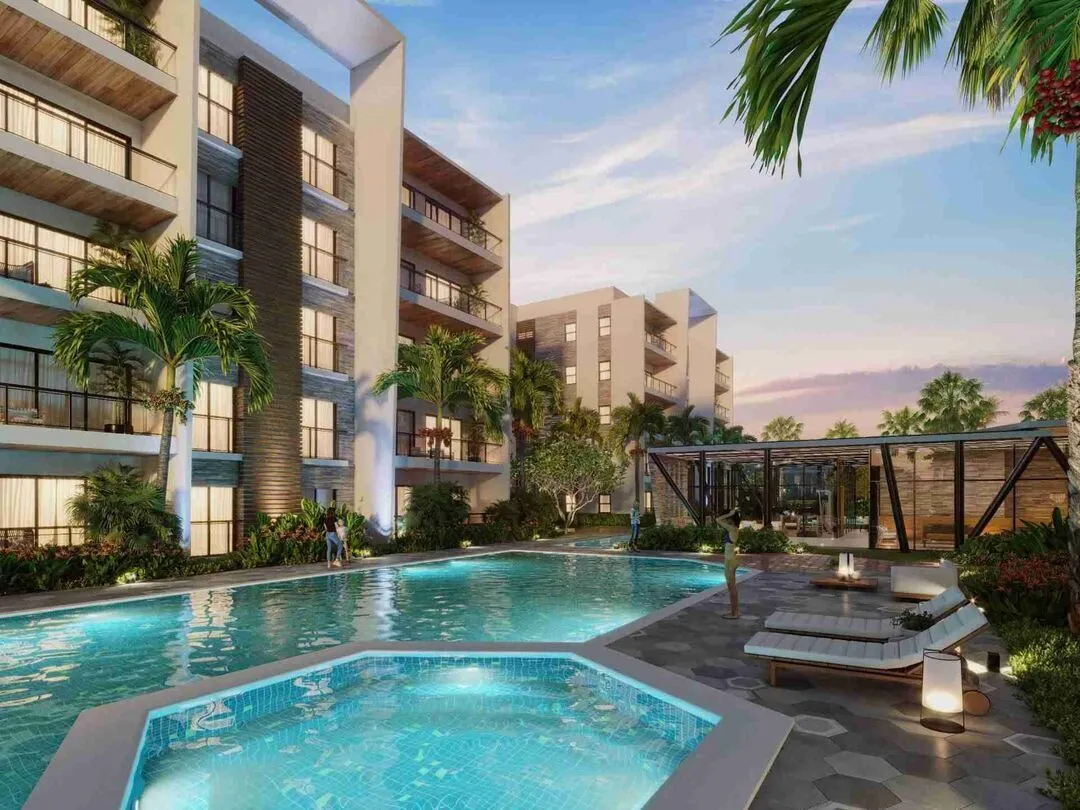 Luxury and modern two bedroom condo for sale in Punta Cana with excellent location jacuzzi and pool. 5