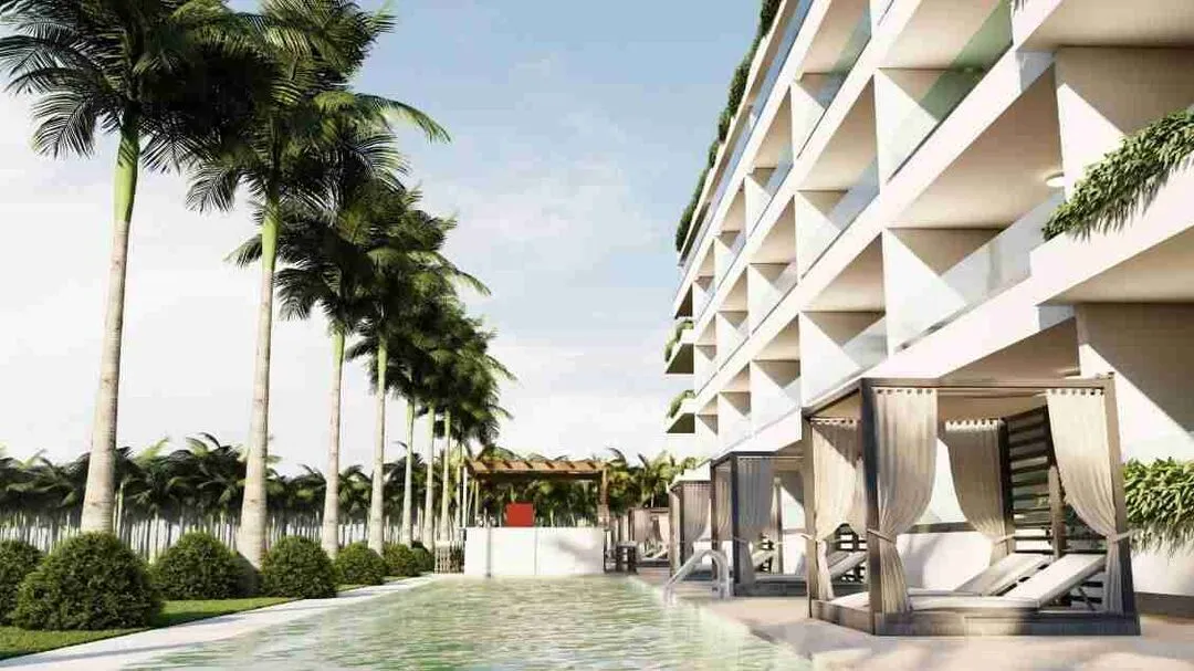 Modern two bedroom condo for sale in Punta Cana with a jacuzzi and pool views. 7 1