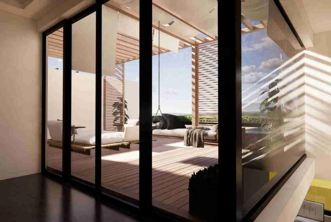 Modern two bedroom condo for sale in Punta Cana with a jacuzzi and pool views. 8 scaled