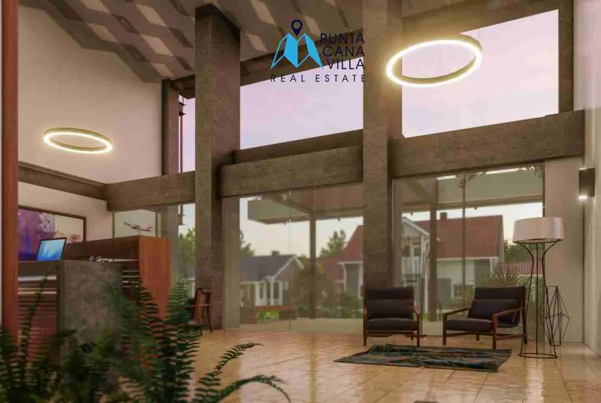 Sunset Suites apartment for sale in punta cana village lobby scaled