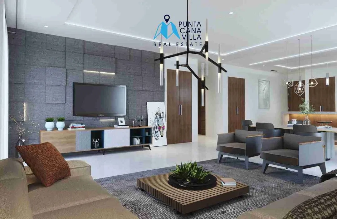Palm Homes Condo for sale in Las Canas Cap CanaLiving room 1