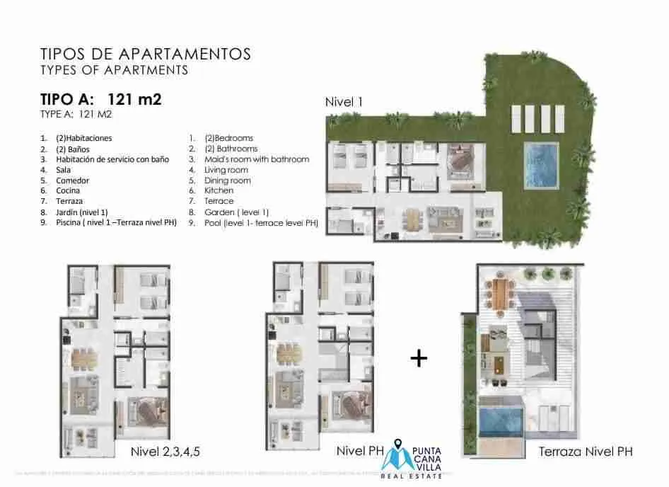 Core Residences : Condo exclusif de 2 chambres à coucher avec piscine privée et chambre de bonne à Cap Cana