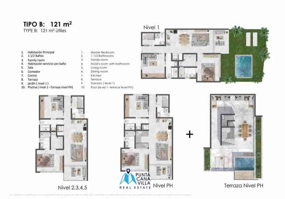 Core Residences : Condo moderne de 2 chambres à coucher + chambre de bonne à vendre à Cap Cana