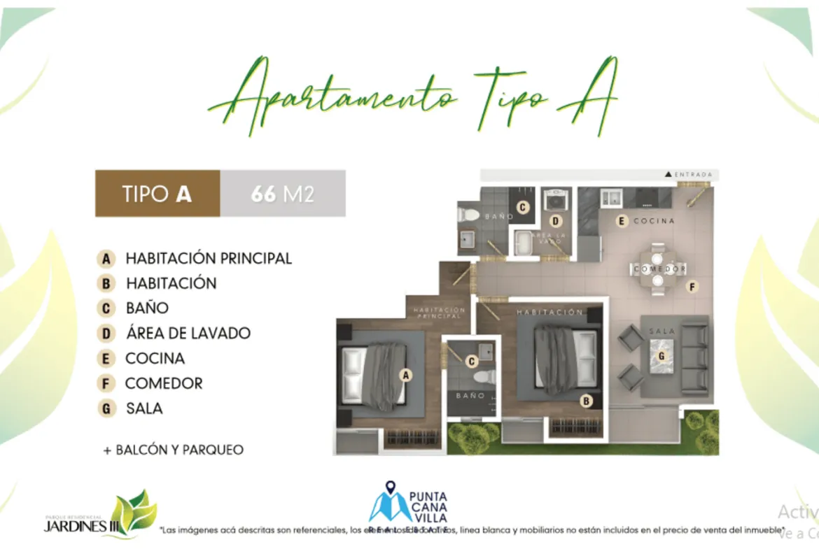 Lovely two bedroom condo for sale in Bavaro, Punta Cana with elevators ()
