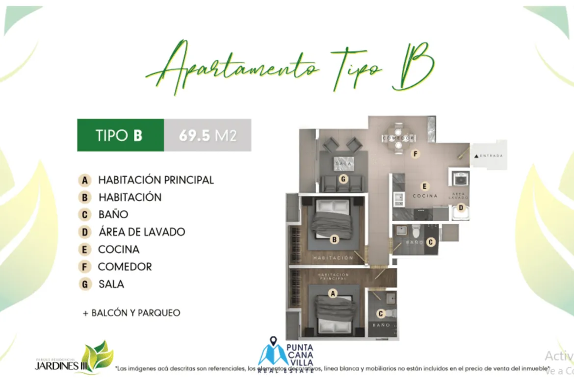 Lovely two bedroom condo for sale in Bavaro, Punta Cana with elevators ()