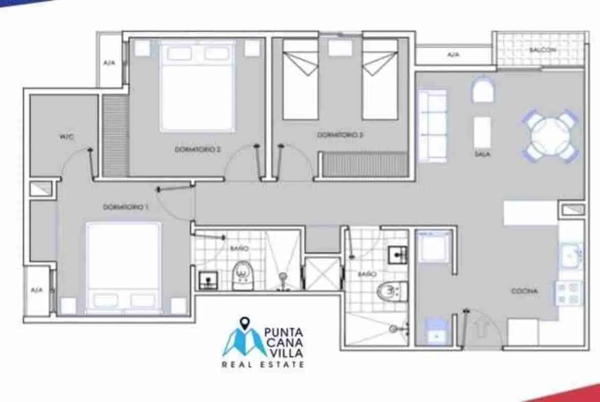 Luxurious three bedroom condo for sale in Bavaro, Punta Cana with balcony ()