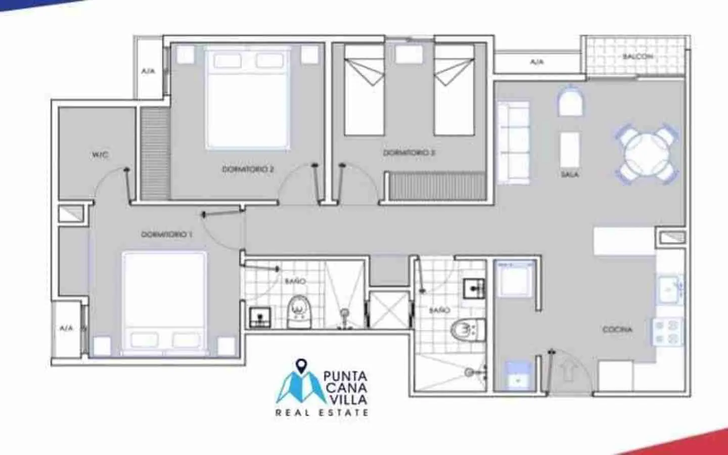 Luxurious three bedroom condo for sale in Bavaro, Punta Cana with balcony ()