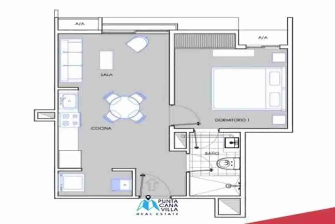 Wonderful one bedroom condo for sale in Bavaro, Punta Cana with intelligent locking system ()