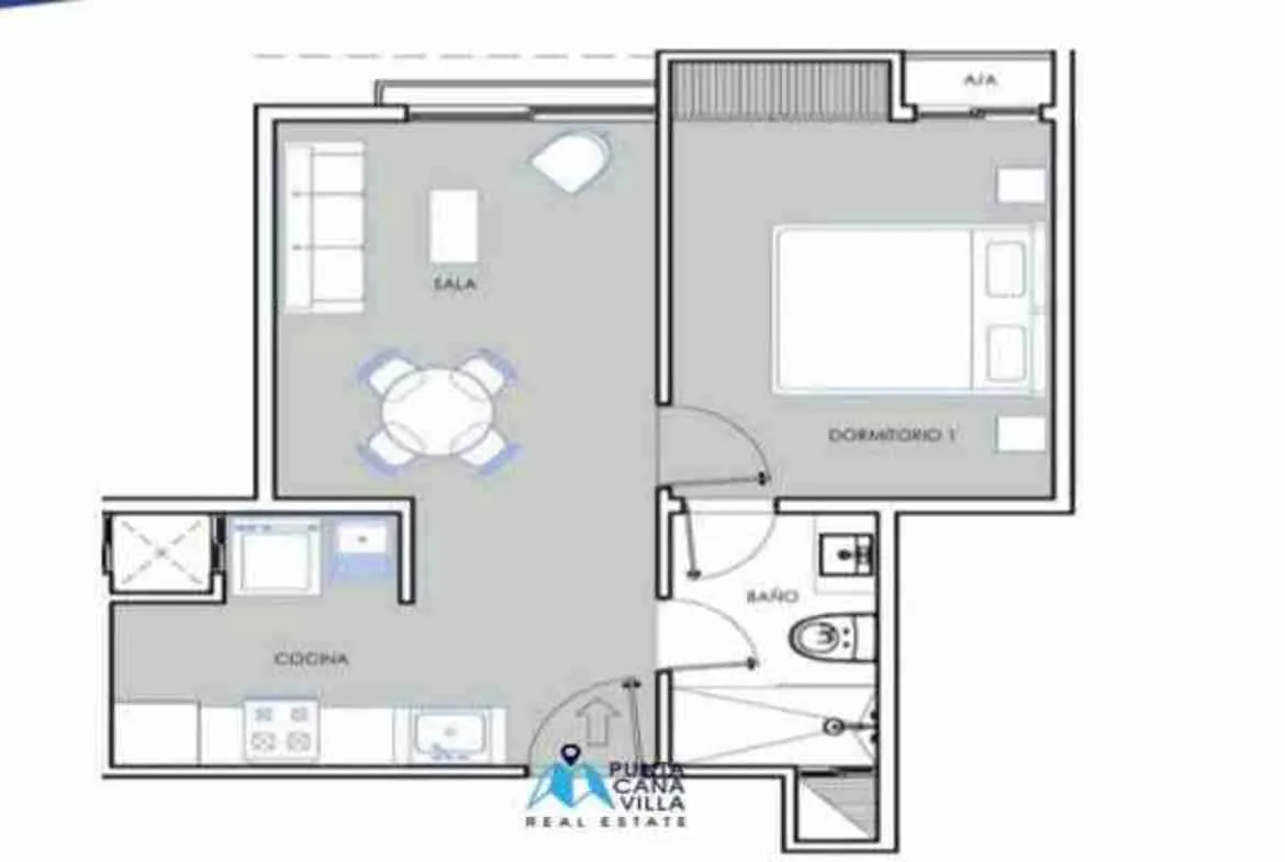 Wonderful one bedroom condo for sale in Bavaro, Punta Cana with intelligent locking system ()