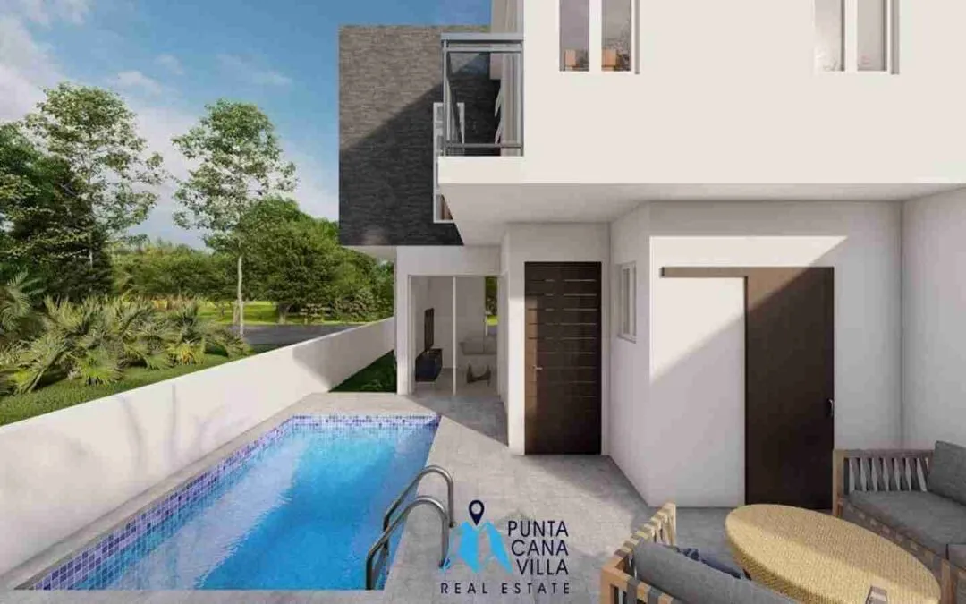 Increíble casa duplex de dos dormitorios en venta en Bávaro, Punta Cana con piscina