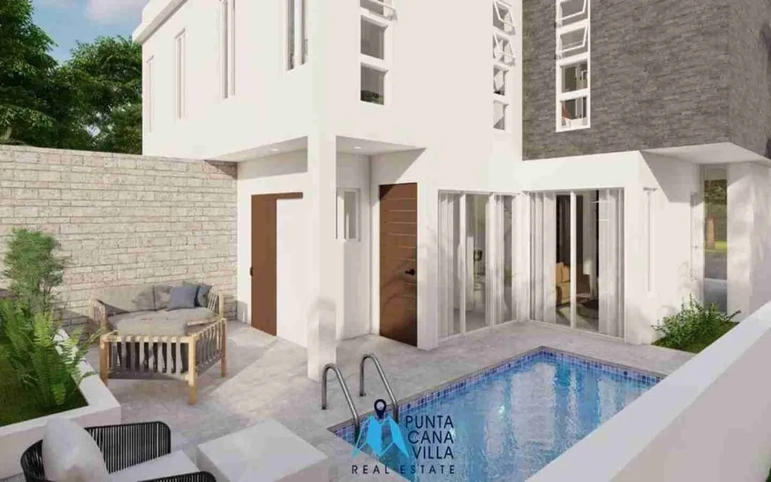 Increíble casa duplex de dos dormitorios en venta en Bávaro, Punta Cana con piscina