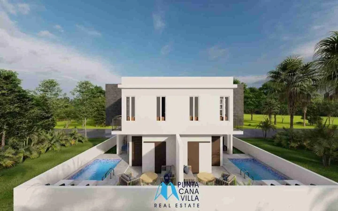 Increíble casa duplex de dos dormitorios en venta en Bávaro, Punta Cana con piscina