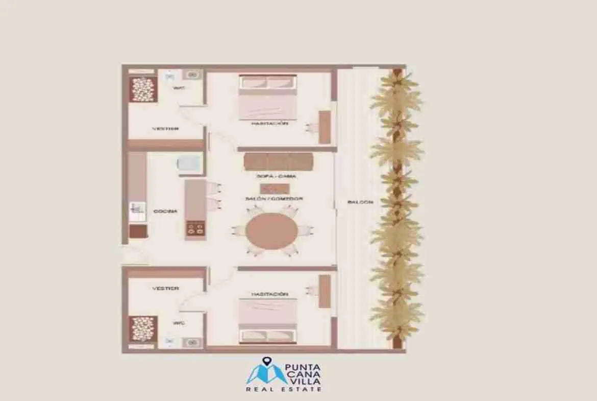 Gorgeous Two Bedroom Condo For Sale In Vista Cana, Punta Cana, Chukum Lagoon ()