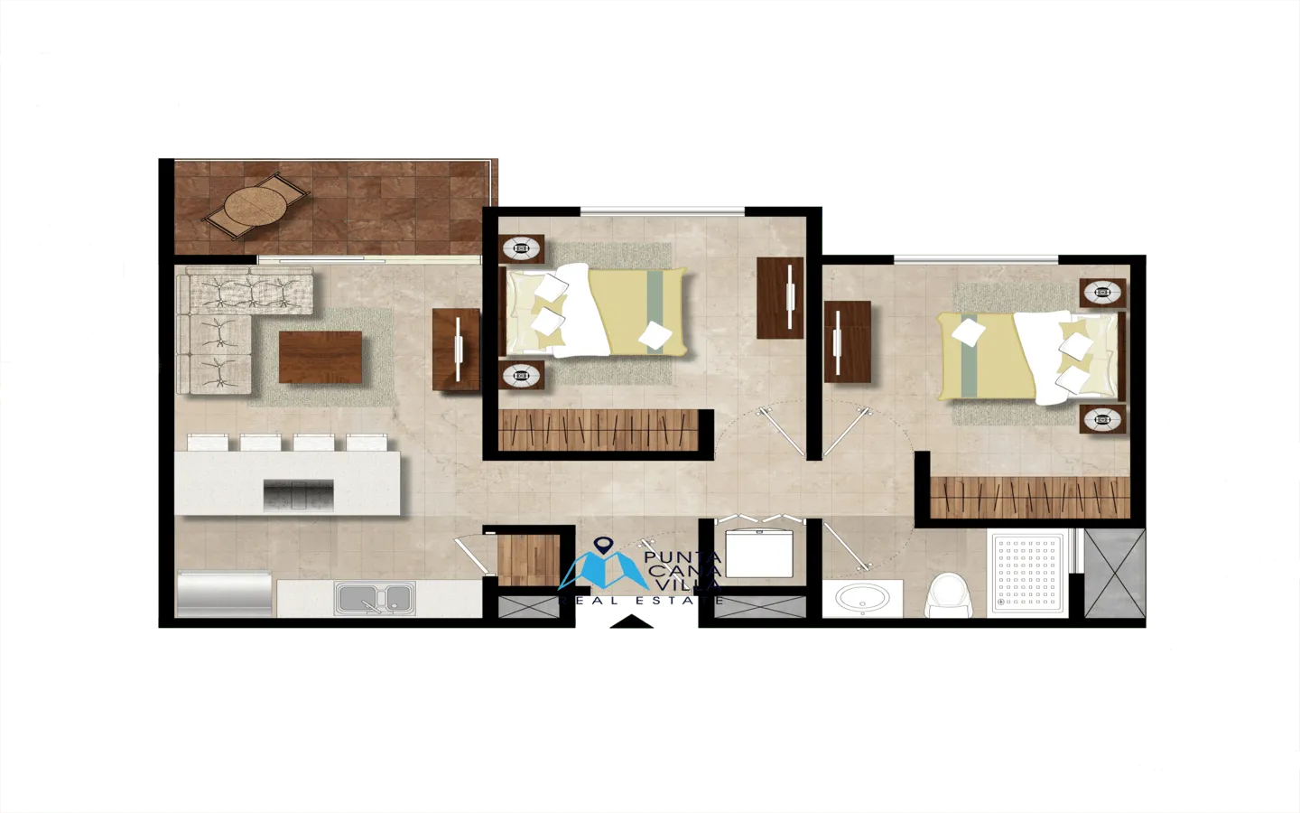 Lovely two bedroom condo for sale in Bavaro, Punta Cana with appliances included () Lovely two bedroom condo for sale in Bavaro, Punta Cana with appliances included ()