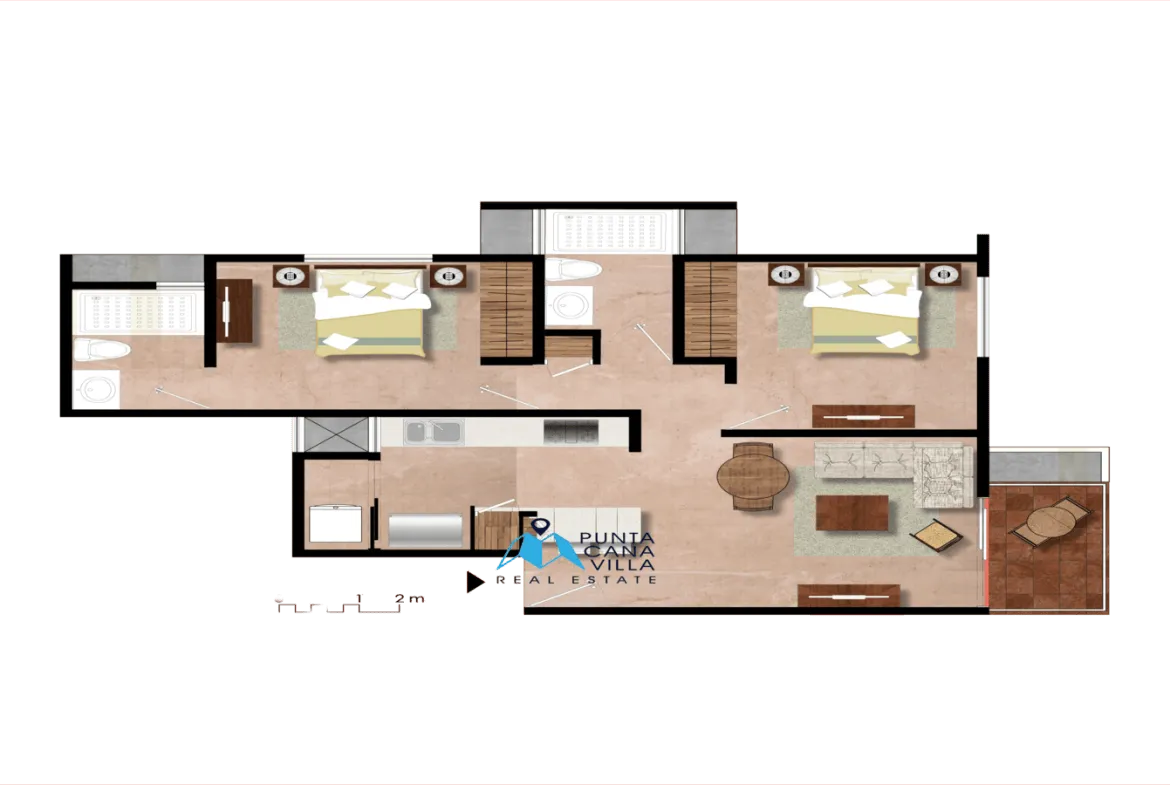 Lovely two bedroom condo for sale in Bavaro, Punta Cana with appliances included ()