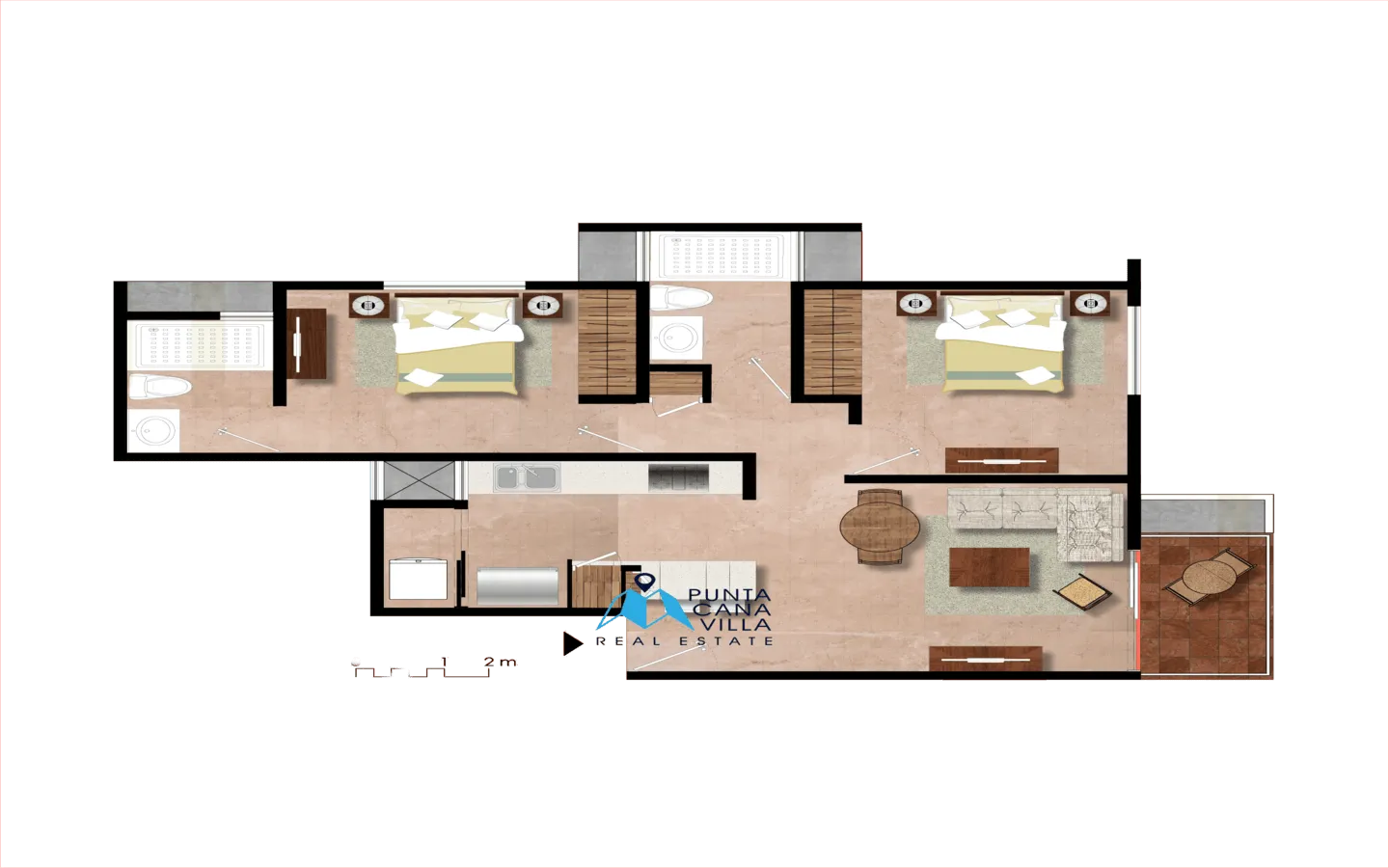 Lovely two bedroom condo for sale in Bavaro, Punta Cana with appliances included () Lovely two bedroom condo for sale in Bavaro, Punta Cana with appliances included ()