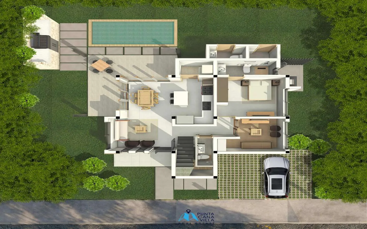 Preciosa Villa dúplex de tres habitaciones en venta en Bávaro, Punta Cana cerca del centro