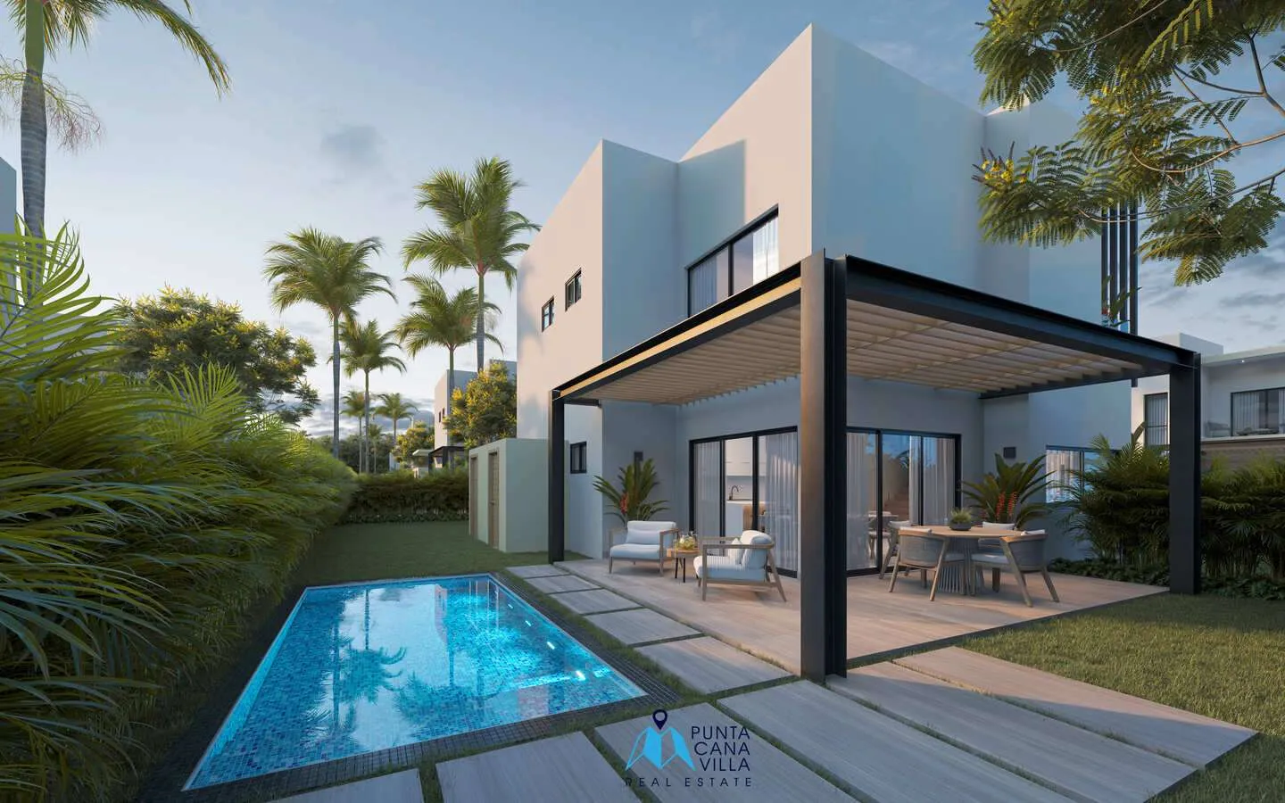 Preciosa Villa dúplex de tres habitaciones en venta en Bávaro, Punta Cana cerca del centro