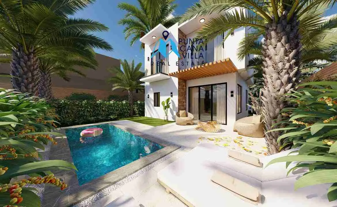 palmeras resipal punta cana villa for sale two bedroomsPATIO PISCINA