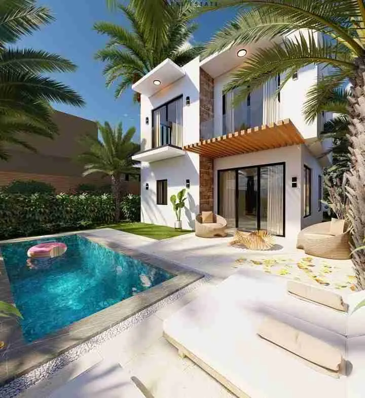 palmeras resipal punta cana villa for sale two bedroomsPATIO PISCINA