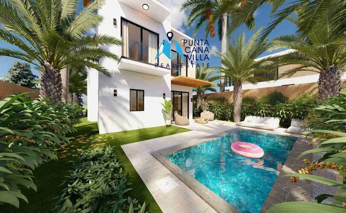 palmeras resipal punta cana villa for sale two bedroomsPATIO PISCINA