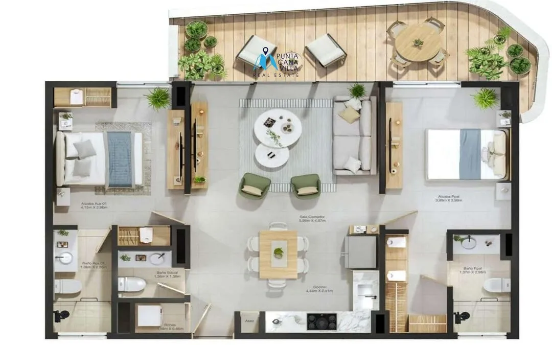 Atractivo Apartamento de dos dormitorios en venta en Punta Cana