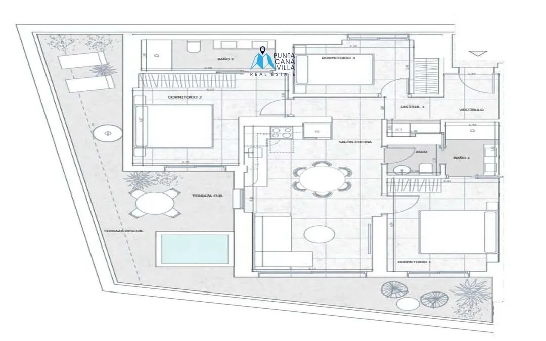 Cabeza de Toro, Tres Dormitorios Apartamento En Venta En Punta Cana