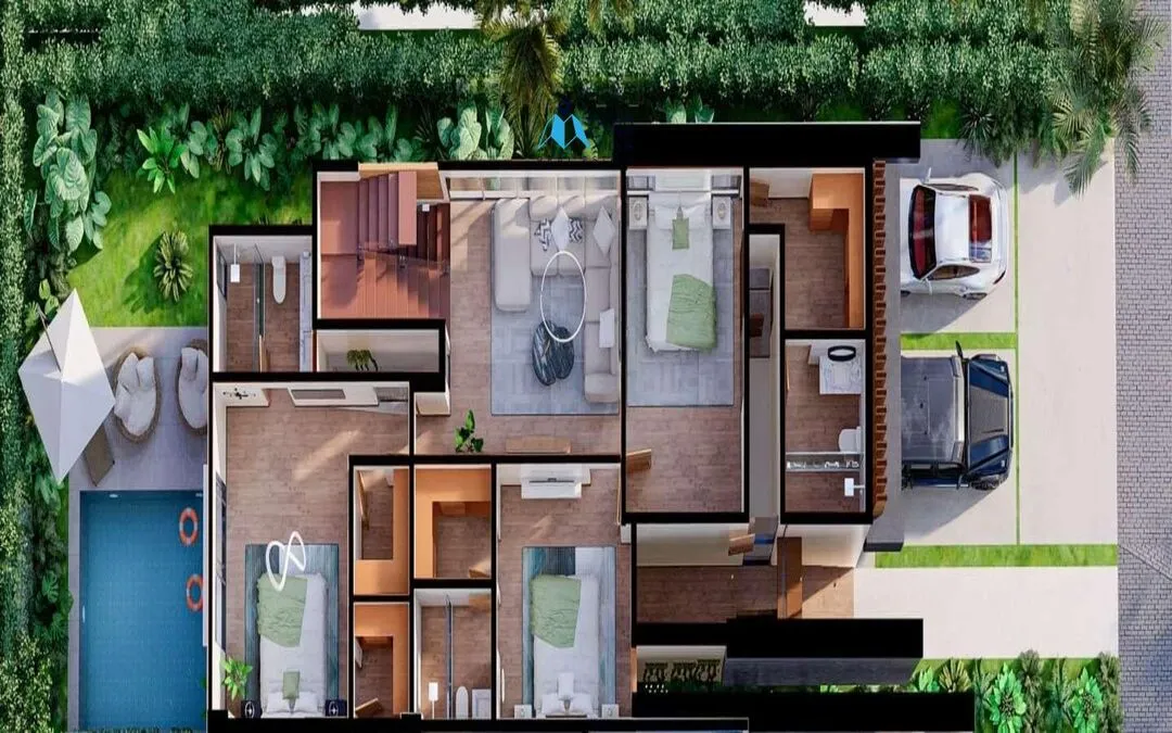 Homely Three Bedroom Villa For Sale In Las Canas, Cap Cana Surrounded By Lush Green Areas ()