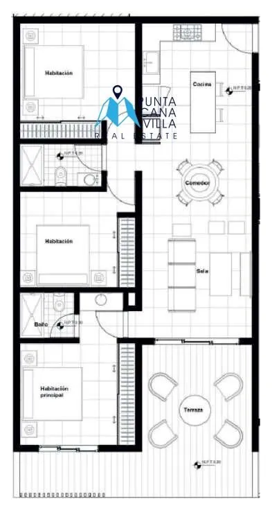 Acogedora casa de tres dormitorios Apartamento En venta en Bávaro, Punta Cana
