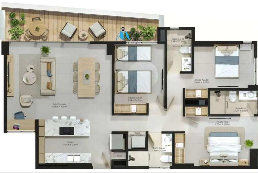 Spacious Three Bedroom Condo For Sale In Punta Cana ()
