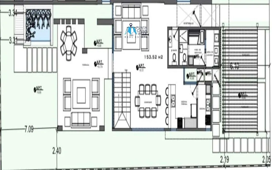First Floor Plans, Three Bedroom Villa For Sale In Las Canas, Cap Cana 