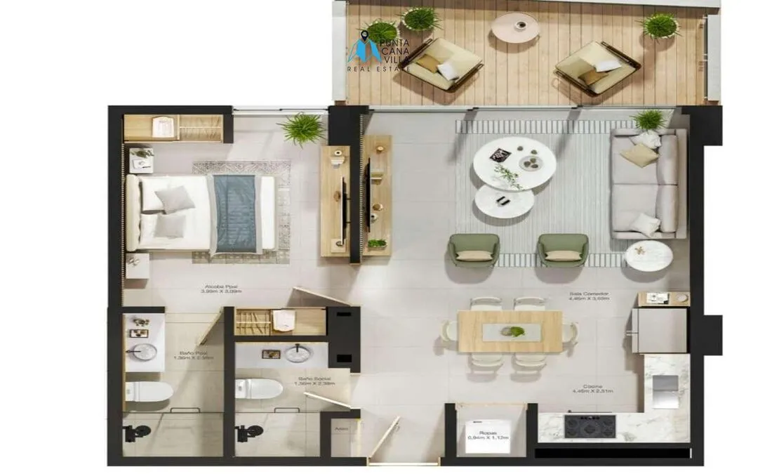 Espléndido Un Dormitorio Apartamento En Venta En Cabeza de Toro Punta Cana