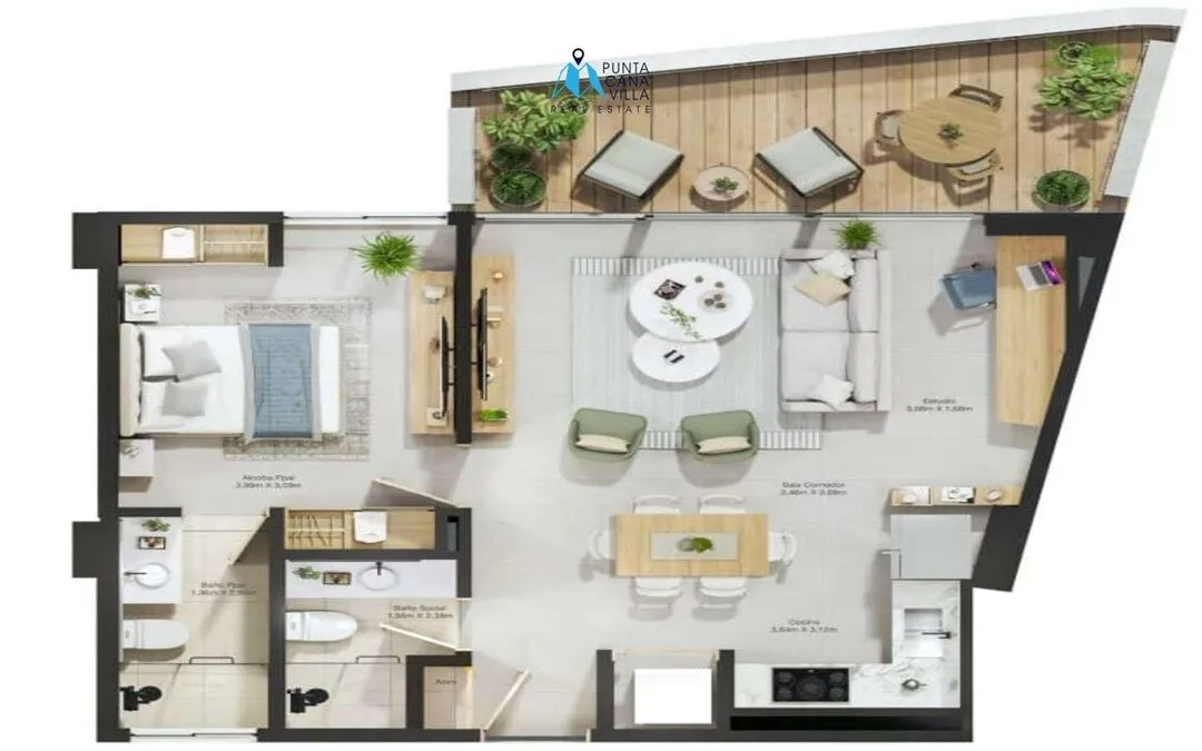 Espléndido Un Dormitorio Apartamento En Venta En Cabeza de Toro Punta Cana