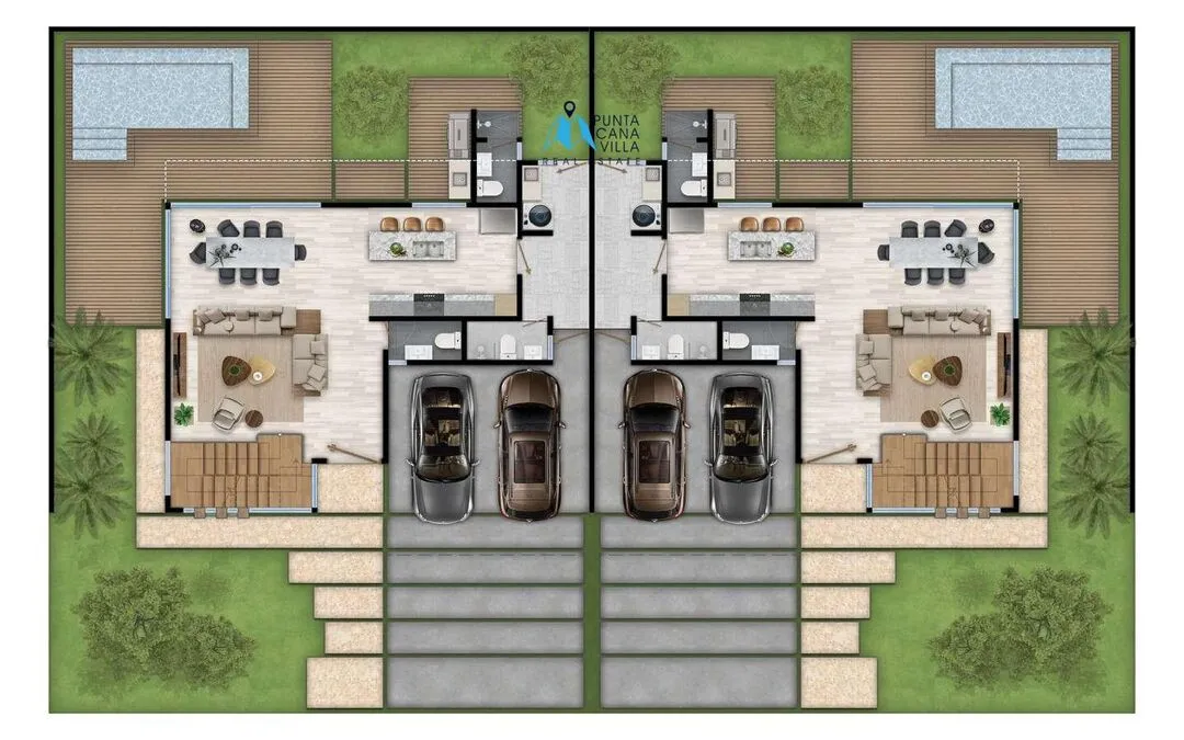 Centre-ville de Punta Cana, Maisons duplex de trois chambres à vendre à Punta Cana