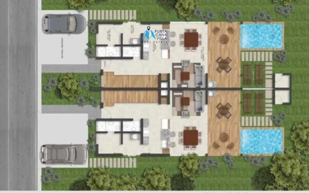 Vista Cana, Three Bedroom Duplex Villa For Sale In Bavaro, Punta Cana, Sand Village ()