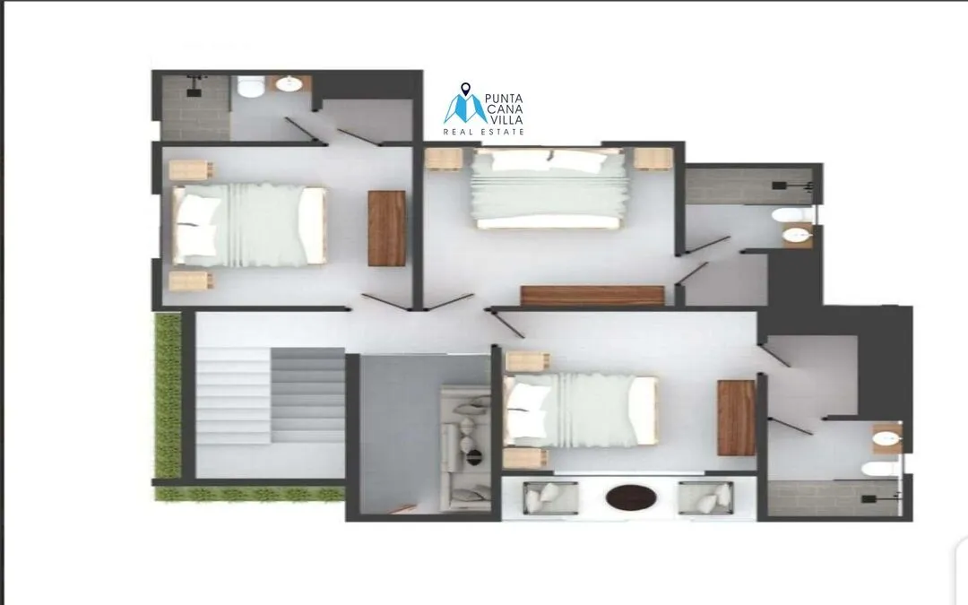 Vista Cana, Three Bedroom Duplex Villa For Sale In Bavaro, Punta Cana, Villas Naranjo ()