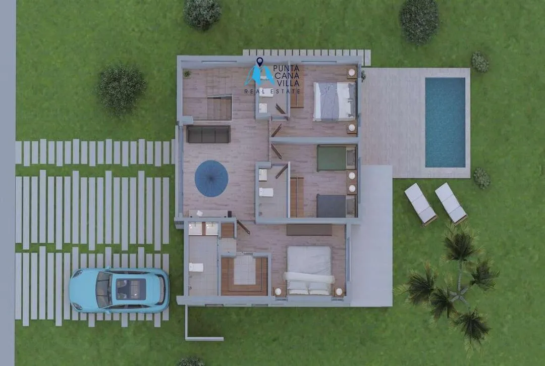 For sale in Punta Cana, three bedroom villa in Vista Cana, Blisstrails ()