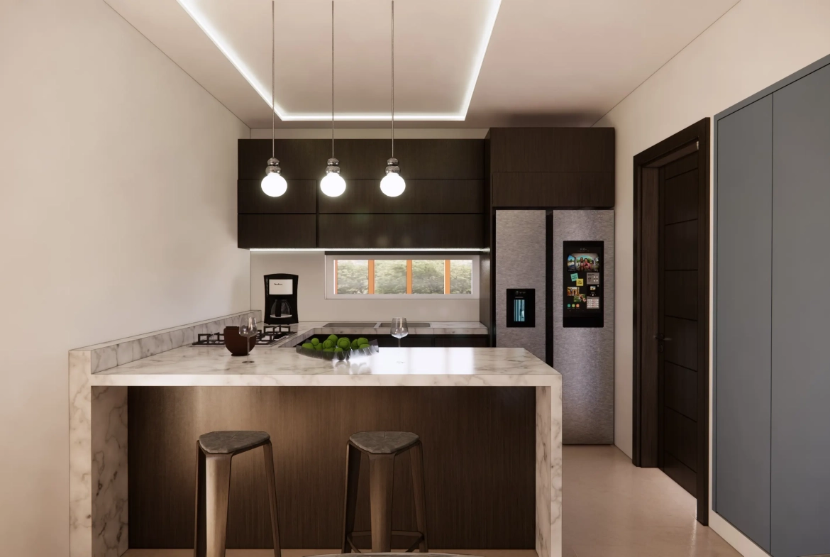 Se Vende Elegante Villa De Dos Habitaciones En Paraiso Del Rey, Punta Cana Con Zonas Verdes