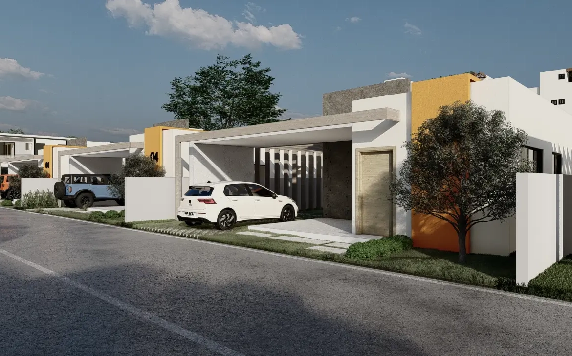 Se Vende Elegante Villa De Dos Habitaciones En Paraiso Del Rey, Punta Cana Con Zonas Verdes
