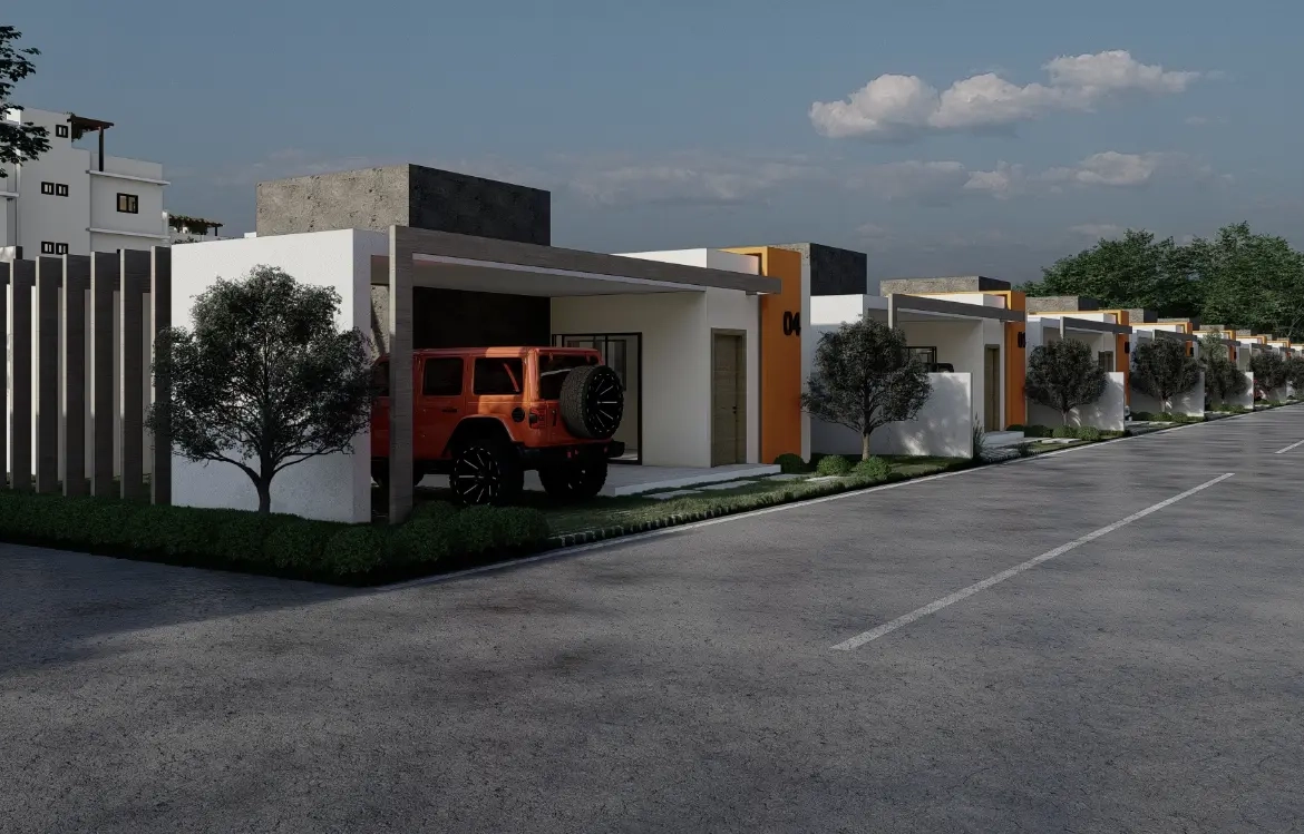 Se Vende Elegante Villa De Dos Habitaciones En Paraiso Del Rey, Punta Cana Con Zonas Verdes