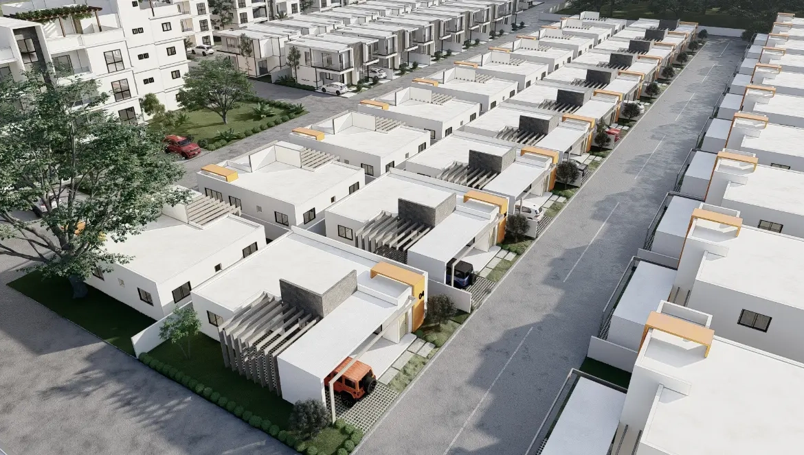 Se Vende Elegante Villa De Dos Habitaciones En Paraiso Del Rey, Punta Cana Con Zonas Verdes