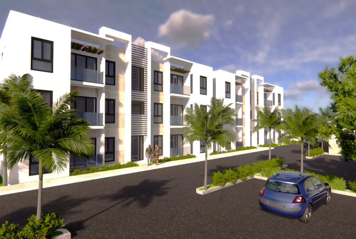 Punta Cana, apartamento de tres habitaciones en venta con vistas al parking