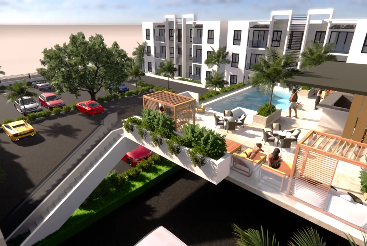 Punta Cana, apartamento de tres habitaciones en venta con vistas al parking
