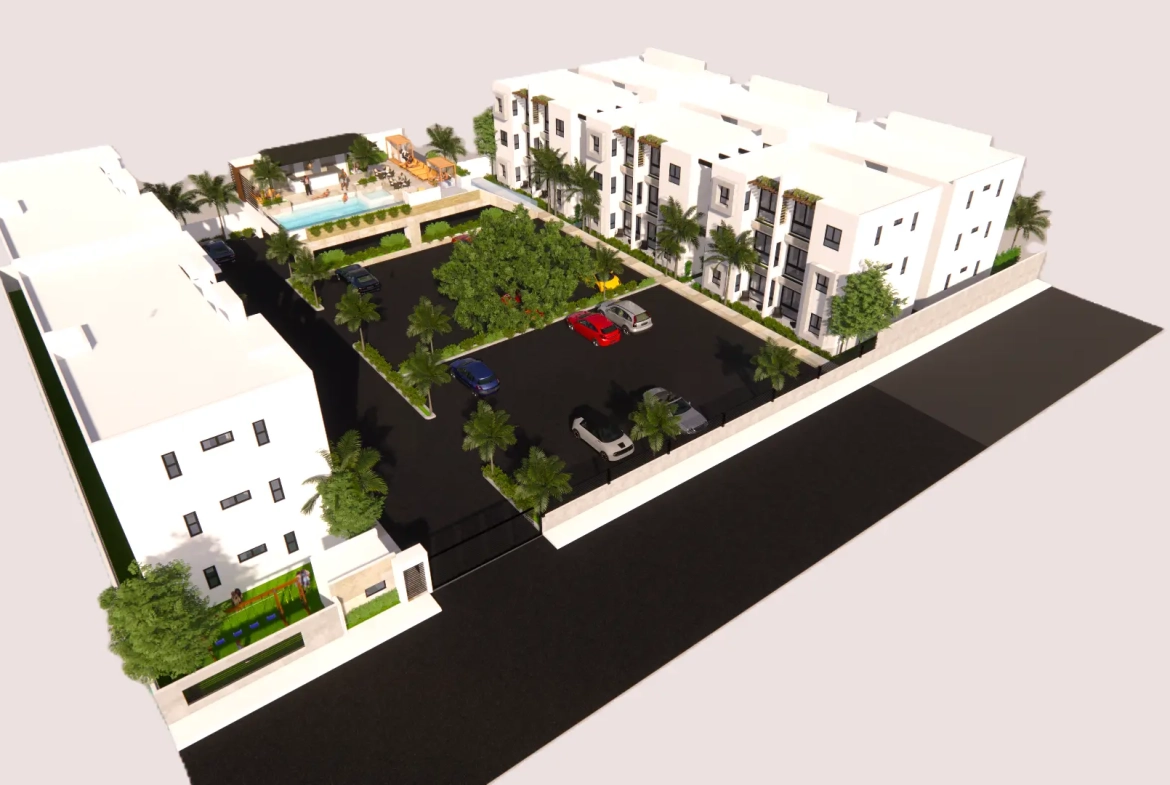 Punta Cana, apartamento de tres habitaciones en venta con vistas al parking