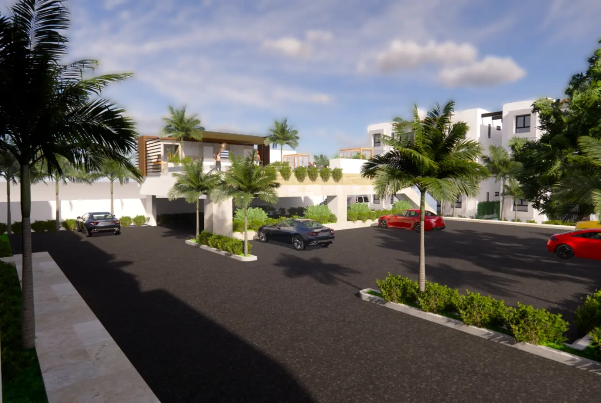 Punta Cana, apartamento de tres habitaciones en venta con vistas al parking